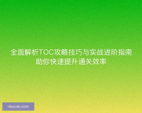 全面解析TOC攻略技巧与实战进阶指南助你快速提升通关效率